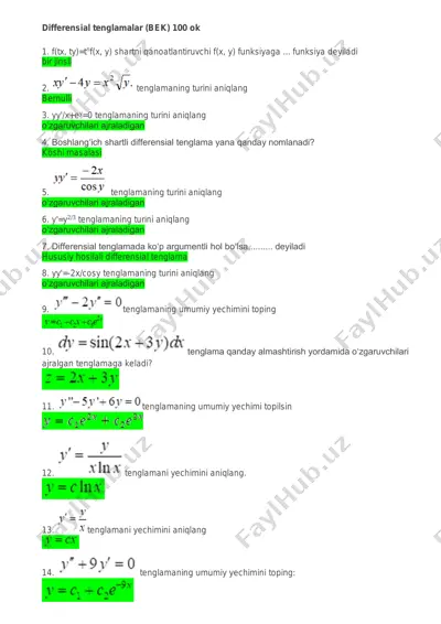 differensial tenglamalar (bek) — PDF