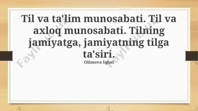til va ta'lim munosabati — PPTX