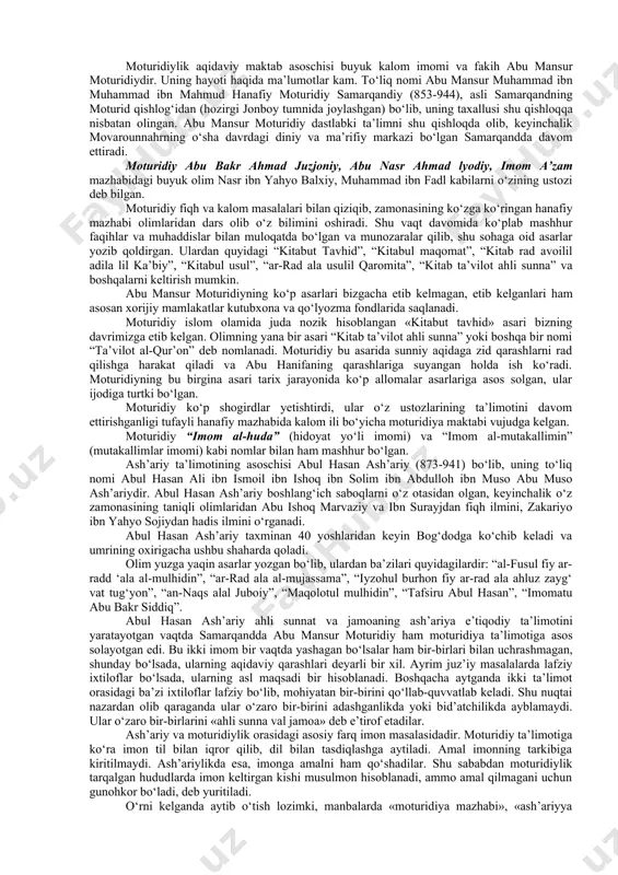 musulmonning aqidasisi pok bo‘lsa, yo‘li to‘g‘ri bo‘ladi, qilgan barcha amallari qabul bo‘ladi va bandalik bilan sodir etgan ba’zi gunohlari afv etiladi. biroq kishi aqidasi sof bo‘lmasa, buzuq bo‘lsa, yo‘li noto‘g‘ri bo‘ladi, qilgan amallari behuda ketadi va oxiratda jahannam ahlidan bo‘ladi deb hisoblanadi. aqida masalasi o‘ta muhim bo‘lganidan eng birinchi payg‘ambardan boshlab, oxirgi muhammad payg‘ambar (a.s.)gacha bu masalani allohning o‘zi ko‘rsatib bergan. shuning uchun aqidaviy qarashlarning asosi qur’onda berilgan va hadislardagi ko‘rsatmalar negizida ishlab chiqilib, tartibga solingan. sahobalar tiriklik paytidayoq aqidaviy qarama-qarshilik paydo bo‘lgan. islomda aqidaviy ixtiloflar to‘rtinchi xalifa sahoba alining qo‘shinidagi askarlari ichidan ajrab chiqqan, aqida masalasida bir necha shubhali savollar chiqargan xorijiylar toifasi bilan ali va u kishining abdulloh ibn abbos roziyallohu anhuga o‘xshash yaqin safdoshlari orasida bo‘lib o‘tdi. sahobalar davri tugab tobeinlar vaqtida vaziyat yanada o‘zgardi. chunki bu davrga kelib din ilmlarini, ayniqsa aqidani biluvchi kishilar kamaydi va ular alohida shaxs sifatida ajralib chiqdilar. bu davrda sof aqidaviy …
