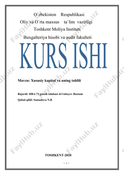 xususiy kapital va uning tahlili — DOCX