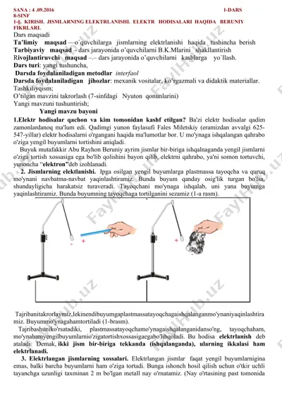 jismlarning elektrlanishi — DOCX