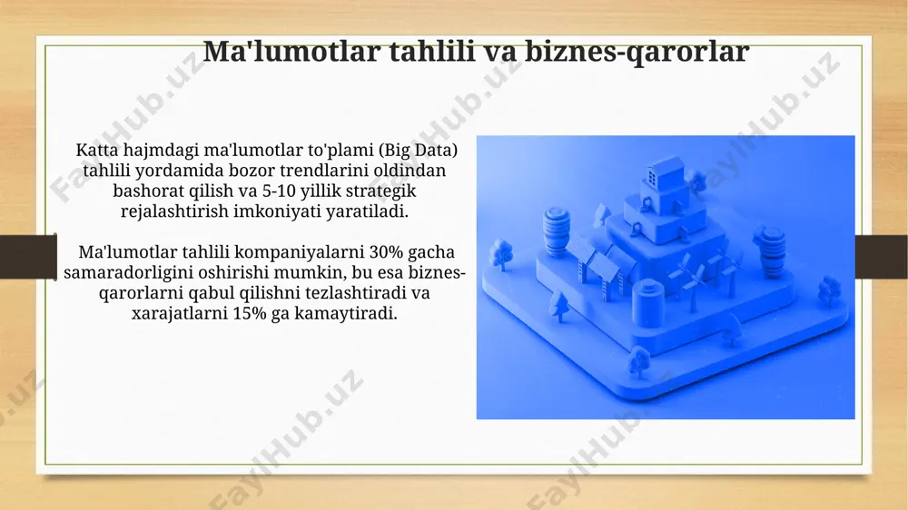 formatsiya loyihalarining o'rtacha muddati 18-24 oyni tashkil etadi va bu jarayon it infratuzilmasini modernizatsiya qilish, bulut texnologiyalarini joriy etish va xodimlarni qayta tayyorlashni o'z ichiga oladi. biznes-model tuzilmalari turlari ko’p tomonlama biznes-modellarning (masalan, platformalar) 2 dan ortiq foydalanuvchi guruhiga xizmat ko’rsatishi va ular o’rtasida qiymat almashinuvi bo’lishi, shuningdek, tarmoq effektlarini yaratish orqali shiddatli o’sishga erishish mumkin. freemium modellari bepul versiya va pullik premium versiya taklif etib, foydalanuvchilarni bepul versiya orqali jalb qiladi va keyin premium xususiyatlar orqali daromad oladi; bu modelning muvaffaqiyati 10% dan kam bo’lmagan konversiya stavkasiga bog’liq. raqamli marketing va savdo strategiyasi raqamli marketingda 70% dan ortiq kompaniyalar ijtimoiy media platformalarini, 50% dan ortig'i esa elektron pochta marketingini qo'llaydi, bu esa mijozlar bilan samarali aloqani ta'minlashga yordam beradi. a/b testing orqali veb-sayt konversiyasi 15-20% ga yaxshilanishi mumkin, bu esa biznesning daromadliligini oshirishga olib keladi. raqamli mahsulotlar va xizmatlarni taklif qilish raqamli mahsulotlarni taklif qilishda, 70% kompaniyalar saas (software …
