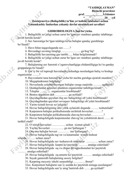 umumiy suv ekologiyasi — DOCX