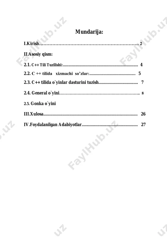 sistemalarida keng tarqaldi. hozirda operatsion sistemalarning asosiy qismi c/c++ da yozilmoqda. c mashina arxitekturasiga bog'langan tildir. lekin yahshi rejalashtirish orqali dasturlarni turli kompyuter platformalarida ishlaydigan qilsa bo'ladi. 1983 yilda, c tili keng tarqalganligi sababli, uni standartlash harakati boshlandi. buning uchun amerika milliy standartlar komiteti (ansi) qoshida x3j11 tehnik komitet tuzildi.va 1989 yilda ushbu standart qabul qilindi. standartni dunyo bo'yicha keng tarqatish maqsadida 1990 yilda ansi va dunyo standartlar tashkiloti (iso) hamkorlikda c ning ansi/iso 9899:1990 standartini qabul qilishdi. shu sababli c da yozilgan dasturlar kam miqdordagi o'zgarishlar yoki umuman o'zgarishlarsiz juda ko'p kompyuter platformalarida ishlaydi. c++ 1980 yillar boshida bjarne stroustrup tomonidan c ga asoslangan tarzda tuzildi. c++ juda ko'p qo'shimchalarni o'z ichiga olgan, lekin eng asosiysi u ob'ektlar bilan dasturlashga imkon beradi. dasturlarni tez va sifatli yozish hozirgi kunda katta ahamiyat kasb etmoda. buni ta'minlash uchun ob'ektli dasturlash g'oyasi ilgari surildi. huddi 70-chi yillar boshida strukturali dasturlash kabi, programmalarni …