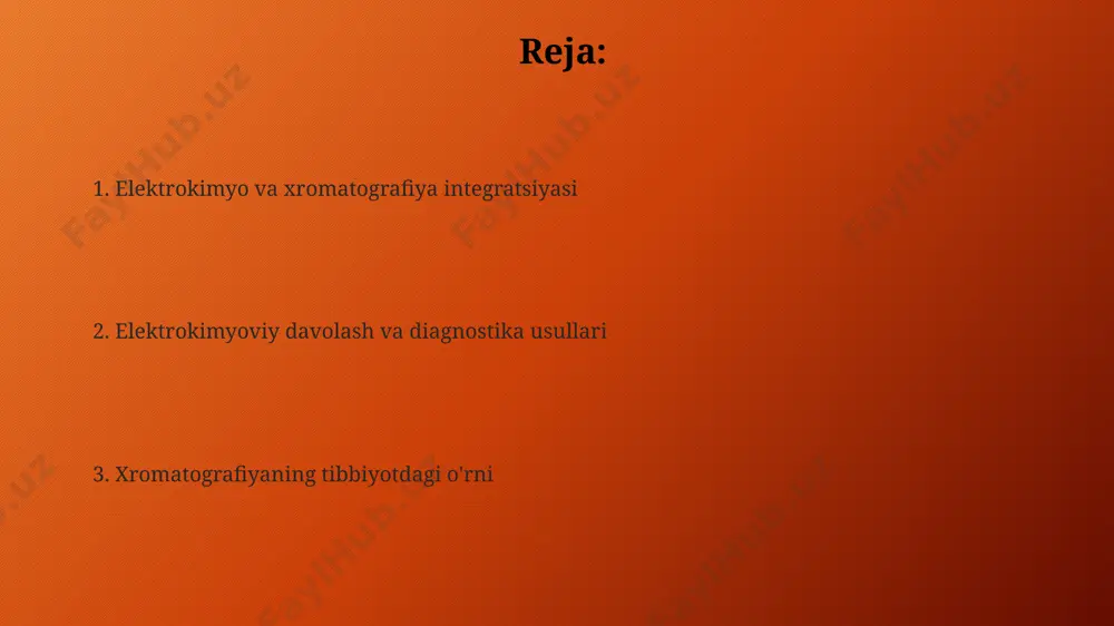 ografiyasi (yussh) yussh, yuqori samarali suyuqlik xromatografiyasi, o'zining 1000 dan ortiq kolonka turi bilan dunyo bo'ylab, jumladan o'zbekistonning toshkent shahridagi klinikalarda keng qo'llaniladi, turli moddalarning aniq ajratilishini ta'minlaydi. yussh texnikasi, biomolekulalarni, masalan, oqsillarni (molekulyar og'irligi 50 kda gacha) ajratish va aniqlash uchun, amerika qo'shma shtatlari va yevropa mamlakatlarida 20 yildan ortiq vaqt davomida muvaffaqiyatli qo'llanilmoqda. ion almashinuvi xromatografiyasi ushbu usul yordamida 50 ga yaqin turdagi aminokislotalarni ajratish va aniqlash mumkin, bu esa oqsil biosintezi va metabolizm jarayonlarini o‘rganishda toshkentdagi ilmiy markazlarga yordam beradi. ion almashinuvi xromatografiyasi, qon plazmasidagi 20 dan ortiq ionlarni, jumladan, natriy, kaliy va kaltsiy kabi elektrolitlarni aniqlashda samarqanddagi klinikalarda keng qo‘llaniladi. tibbiyotda xromatografiyaning qo‘llanilishi yuqori samarali suyuqlik xromatografiyasi (hplc) yordamida siydikdagi 100 ga yaqin metabolitlarni aniqlash mumkin, bu esa buxoroda buyrak kasalliklarini aniqlash va kuzatishda ishlatiladi. gaz xromatografiyasi, mass-spektrometriya bilan birgalikda, nafas havosidagi 50 dan ortiq uchuvchi organik birikmalarni aniqlashga imkon beradi, bu esa toshkentdagi o'pka kasalliklarini …