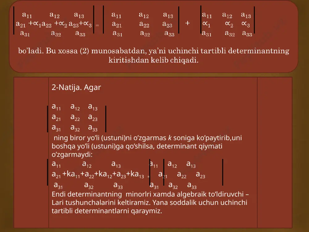 determinatlar va ularning xossalari - Page 5