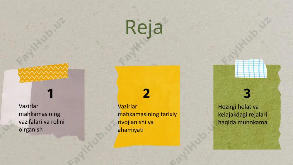 i roli vazirlar mahkamasi oʻzbekiston respublikasi davlat boshqaruvida muhim rol o‘ynaydi. u hukumat faoliyatini muvofiqlashtiradi va davlat siyosatining amalga oshirilishini ta'minlaydi. xalqaro aloqalar vazirlar mahkamasi xalqaro aloqalar va hamkorlikni rivojlantirishda markaziy o‘rin tutadi. u o‘zbekistonning global maydondagi nufuzini oshirishga xizmat qiladi. fuqarolar bilan muloqot fuqarolar bilan muloqot vazirlar mahkamasining asosiy vazifalaridan biridir. u jamiyatni xabardor qilish va aholi manfaatlarini himoya qilishga qaratilgan. xalq manfaatlarini himoya qilish vazirlar mahkamasi fuqarolar manfaatlarini himoya qilishda muhim rol o‘ynaydi. u xalqning ehtiyojlari va talablariga javob berish uchun qonunlarni taklif etadi. kelajak rejalar vazirlar mahkamasining kelajakdagi rejalarida iqtisodiy rivojlanish, ijtimoiy barqarorlik va jamiyatda adolatni ta'minlash ustuvor vazifalardir. xulosa vazirlar mahkamasining roli nafaqat davlat boshqaruvidagi muhim vazifalarni bajarishdan iborat, balki xalqaro maydonda ham o‘zbekistonning nufuzini oshirishga qaratilgan. vazirlar mahkamasining kelajakdagi rejalari yangi siyosatlar va dasturlarni amalga oshirish rejalari o'zbekistonning ijtimoiy va iqtisodiy rivojlanishiga xizmat qiladi. o'zbekiston respublikasi vazirlar mahkamasi, xalq manfaatlarini birinchi o'rinda qo'ygan holda, samarali …