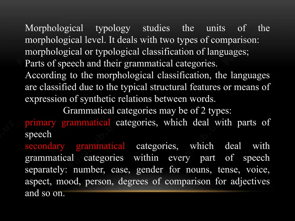 parts, we see that sport, sportive, elegant may occur alone as utterances, whereas eleg-, -ive, -ant are bound forms because they never occur alone. morphological typology is a way of classifying the languages of the world that groups languages according to their common morphological structures. first developed by brothers friedrich von schlegel and august von schlegel, the field organizes languages on the basis of how those languages form words by combining morphemes. two primary categories exist to distinguish all languages: analytic languages and synthetic languages, where each term refers to the opposite end of a continuous scale including all the world's languages. analytic languages show a low ratio of morphemes to words; in fact, the correspondence is nearly one-to-one. sentences in analytic languages are composed of independent root morphemes. grammatical relations between words are expressed by separate words where they might otherwise be expressed by affixes, which are present to …