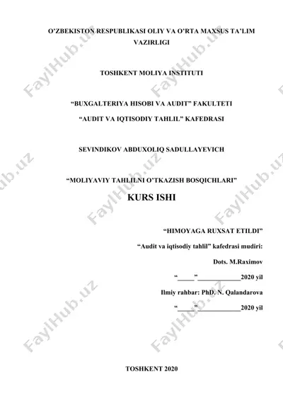 moliyaviy tahlilni o’tkazish bosqichlari — DOCX