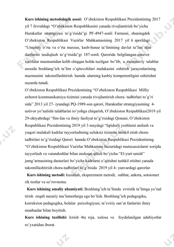 lestgaftning fikricha insonning boshlang’ich tarbiya yoshidagi davri shunday bir davr-ki, bu davrda bolada kelgusida qanday xarakter xislatlari paydo bo’lishi belgilanadi va axloqiy xarakterning asoslari yuzaga keladi. bugungi kunda tarbiyadagi eng muhim dolzarb masalalardan biri bu yosh avlodni ma’naviy va jismonan yetuk, siyosiy bilimdonligi yuqori qilib tarbiyalash deb hisoblasak, bu vazifa dastavval oila va albatta, uzluksiz ta’lim tizimining dastlabki bo’g’ini boshlang’ich ta’limga yuklanadi. bolalarda dastlabki axloqiy qarashlar, bilimlar, bolaning ijtimoiylashuvi,avvalo, shu ikki ijtimoiylashuv institutlarida paydo bo’ladi. bu esa boshlang’ich ta’limga bir qator vazifalarni yuklaydi, xususan ularning ma’naviy –siyosiy bilimlarini yuksaltirish orqali yoshlarning ta’lim-tabiyasini yanada yaxshilash, ularning milliy va umuminsoniy qadriyatlar, ruhida sog’lom va barkamol bo’lin voyaga yetkazishdir. bugungi axborot asrida bu eng muhim vazifa sanaladi. chunki, bolalarda turli axborotlar ta’siri tufayli ularning ongida yot g’oyalar paydo bo’lishi mumkin. hozirgi murakkab davrda milliy qadriyatlarimizga yot g’oyalar, yoshlarimizning ongi va qalbini egallashga qaratilgan g’arazli hurujlar tobora kuchaymoqda. bu esa barchamizning hushyor bo’lishga va …
