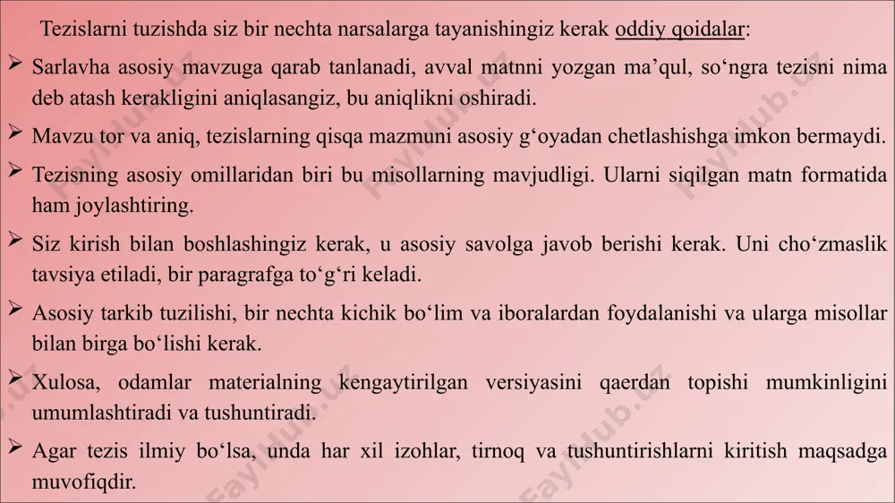) qanday joylashtirish kerakligi haqida muammo paydo bo‘lishi kerak. ammo, aksincha, odam asosiy narsani qanday ajratishni bilmasa ham bo‘ladi. bir -biri bilan mantiqiy bog‘liq bo‘lgan lakonik iboralar o‘rniga, u kerakli aniqlik va qisqalikdan mahrum bo‘lgan butun matnli lentani taqdim etadi. e’tiboringiz uchun raxmat image2.jpeg image3.jpeg /docprops/thumbnail.jpeg