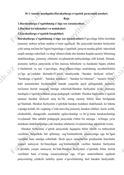 harakatlarga o'rgatish jarayonini asoslari — DOCX