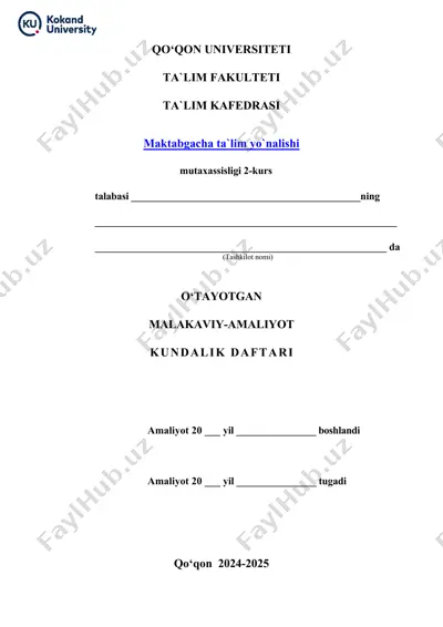 amaliy ishlar/maktabgacha va boshlang'ich ta'lim — DOC