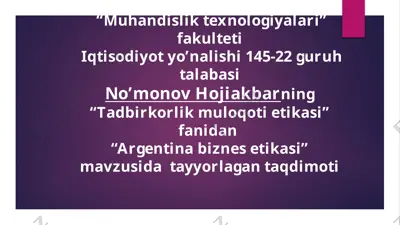 tadbirkorlik muloqotlari etikasi — PPTX