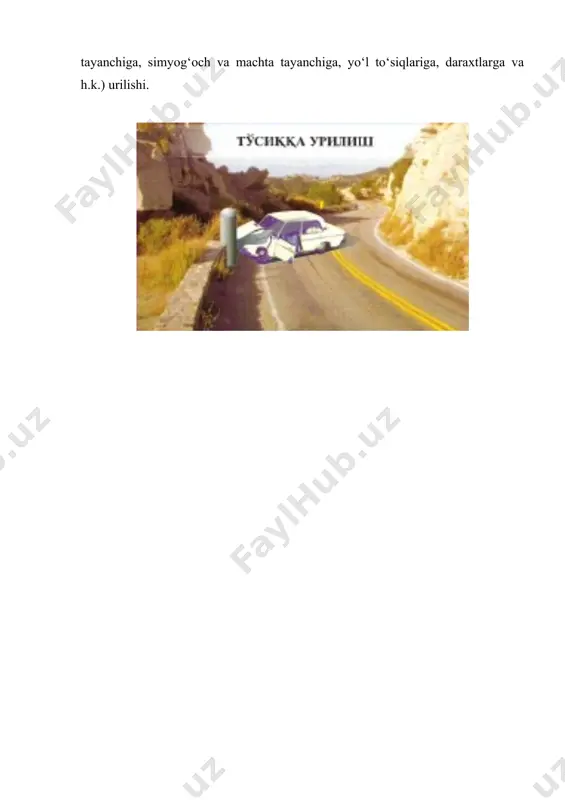 keyingi 1992 yildan 2001 yilgacha bo‘lgan yth umumiy sonining kamayishi 27,7 % tashkil etadi, bu ko‘rsatkich avtomobillashtirish yuqori bo‘lgan davlatlar erishgan yutuqlarning eng yuqorilardan biridir. foydalanilgan adabiyotlar. 1. «yo‘l harakati qoidalari». toshkent – 2001 y. 2. «yo‘l belgilari va yo‘l chiziqlari». toshkent – 2001 y. 3. q.x.azizov. «yo‘llarda xavfsiz harakatlanish asoslari». toshkent – 2005 y. 4. n.f.muhitdinov, g.k.nurmuhamedov, r.n.dimetov «yo‘l harakati qoidalariga sharhlar». toshkent - 2005 y. 3 1 2 _1359747733.xls