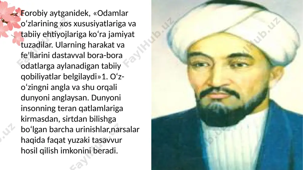proq biladi, ayni shu sababli, u dunyoni o‘zidan keyin va o‘zi orqali anglab etadi. falsafa dunyoni inson orqali ichdan bilishdir, fan esa insondan tashqaridagi dunyoni yuzaki bilish demakdir. insonda mutlaq borliq, insondan tashqarida esa – nisbiy inson har safar mutafakkirlar diqqat markazidan o‘rin olar ekan, uning mohiyatini yangi tarixiy sharoitda va yangicha nuqtai nazardan anglab etishga harakat qilib, uni qayta va qayta yangidan kashf etganlar. pirovardida, falsafa fanida insondan murakkabroq va ziddiyatliroq predmet yo‘q, desak, hech mubolag‘a bo‘lmaydi. inson barcha yaxshi fazilatlarni o‘zida mujassamlashtirgan o‘ziga xos, betakror va barkamol mavjudot – cheksiz mikrokosm sifatida ham, inson tabiatining norasoligi va buzuqligi tufayli halokatga mahkum bo‘lgan tabiat xatosi sifatida ham, xudo yaratgan banda sifatida ham, boshqa odamlar faoliyatining mahsuli sifatida ham talqin qilinadi ma’rifat davri mutafakkirlari, xususan,«inson–mashina» deb nomlangan asar muallifi fransuz j.lametri (1709–1751) ilgari surgan g‘oyalar bilan to‘qnashadi. boshqa bir mashhur fransuz faylasufi r.dekart (1596–1650) asarlarida inson mohiyati masalasiga nisbatan butunlay …