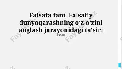 falsafiy dunyoqarashning oʻz-oʻzini anglash jarayonidagi taʼsiri — PPTX