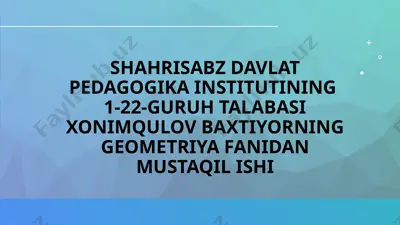 tetraedrning hajmini hisoblash — PPTX