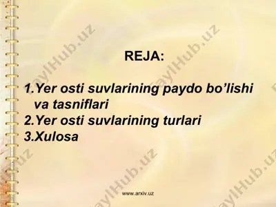 yer osti suvlari 2 — PPT