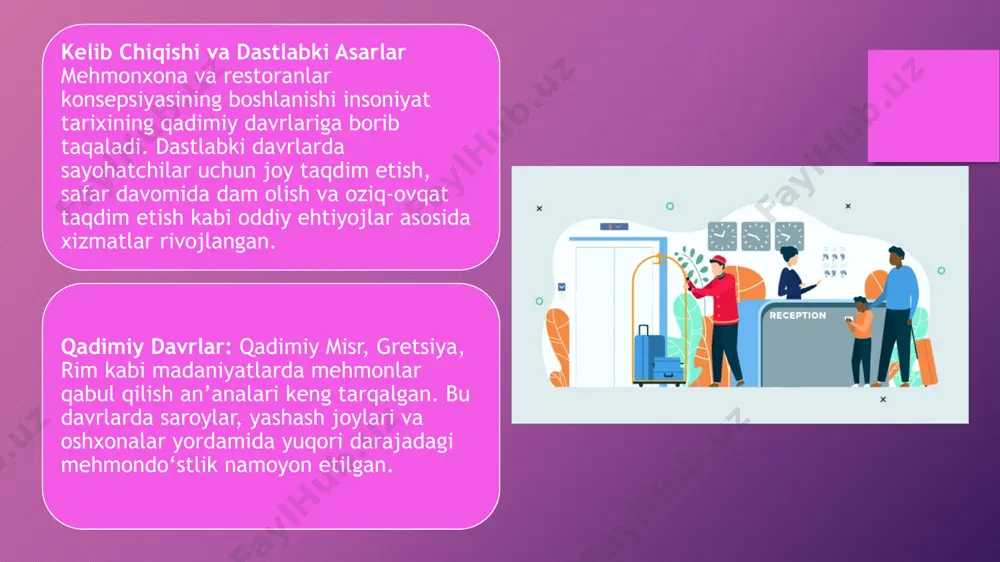 texnologiyalar, energiya tejovchi yechimlar va chiqindilarni qayta ishlash tizimlarini joriy etish orqali sanoat barqaror rivojlanish modellari asoslanmoqda. mahalliy xomashyolarni qo‘llab-quvvatlash: mahalliy resurslardan foydalanish, taom va ichimliklarning lokal uslubda tayyorlanishi me’yoriy hujjatlar va iste'molchilar ehtiyojiga moslashuvchan xizmat ko‘rsatish modelini mustahkamlaydi. mijozlar tajribasini yaxshilash strategiyalari shaxsiylashtirish va big data tahlili kelajakda mijozlar ehtiyojlarini chuqur tahlil qilish va ularni shaxsiylashtirilgan xizmatlar orqali qondirish muhim o‘rin egallaydi. ma'lumotlar tahlili: katta ma'lumotlarni (big data) tahlil qilish orqali mijozlarning xatti-harakatlari, afzalliklari va ehtiyojlarini aniq belgilab olish, shaxsiylashtirilgan marketing strategiyalarini ishlab chiqish. ai va mashinani o‘rganish: sun'iy intellekt texnologiyalari yordamida mijozlar xizmat ko‘rsatish jarayonini avtomatik tarzda optimallashtirish va xizmat sifatini oshirish imkoniyati mavjud. bozorning kengayishi va xalqaro integratsiya global turizm va gastronomik trendlar dunyo bo‘ylab turizmning yangi tendensiyalari va gastronomik tajribalar kelajakda mehmonxona va restoran industriyasiga sezilarli ta'sir ko‘rsatadi. eksperimental turizm: turizmda yangi tajriba va innovatsion xizmatlar, gastronomik va wellness yo‘nalishlari orqali yangi bozor segmentlari yaratilmoqda. xalqaro …