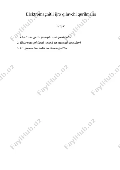 elektromagnitli ijro qiluvchi qurilmalar — DOCX