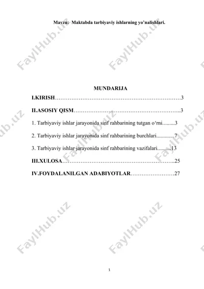 tarbiyaviy ishlar yoʻnalishlari — DOCX