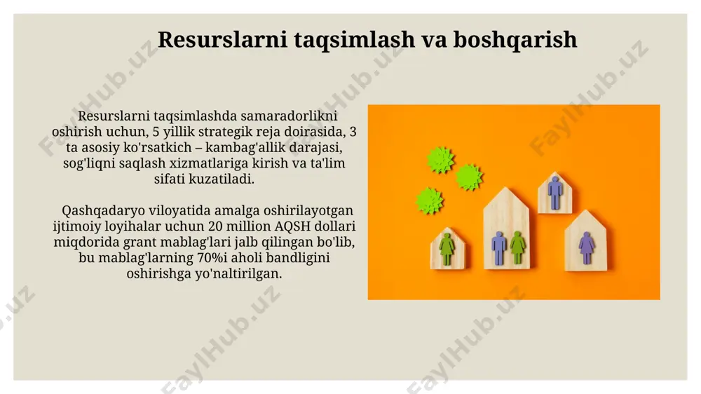 langan taʼlim va sogʻliqni saqlashga kirish imkoniyatlarini yaxshilashga qaratilgan boʻlib, bu bosqichda davlat organlari va nodavlat tashkilotlari hamkorligi muhim ahamiyatga ega. siyosat samaradorligini o'lchash samarali siyosatni baholashda 2023-yilgi toshkent shahridagi ijtimoiy dasturlar samaradorligini o'rganish natijalariga ko'ra, 70% ga yaqin dasturlar rejalashtirilgan ko'rsatkichlarga erishgan. surxondaryo viloyati misolida o'tkazilgan tadqiqotlar shuni ko'rsatdiki, ijtimoiy siyosatlarning samaradorligi aholining 30% qismi uchun sezilarli darajada oshgan. muammo aniqlash va tahlil qilish toshkent shahrida 2021-yilda amalga oshirilgan ijtimoiy siyosat tahlilida, 1500 nafar respondent bilan o'tkazilgan intervyular natijasida 4 ta asosiy muammo aniqlangan. 2022-yilda o'zbekistonning 5 ta viloyatida o'tkazilgan ijtimoiy tadqiqotlar, aholining 30% dan ortig'i ijtimoiy ta'minot tizimida mavjud muammolarni aniqlashga yordam berdi. ijtimoiy siyosatning mohiyati va ahamiyati ijtimoiy siyosatning ahamiyati, global miqyosda 7 milliarddan ziyod aholiga ta'sir ko'rsatuvchi iqtisodiy tengsizlikni kamaytirish, xususan, afrika davlatlarida ochlik va kasalliklarni qisqartirishga qaratilgan chora-tadbirlarni o'z ichiga oladi. o'zbekistonda ijtimoiy siyosatning samarali amalga oshirilishi, xususan, toshkent shahridagi ijtimoiy himoya choralari natijasida, kambag'allik …