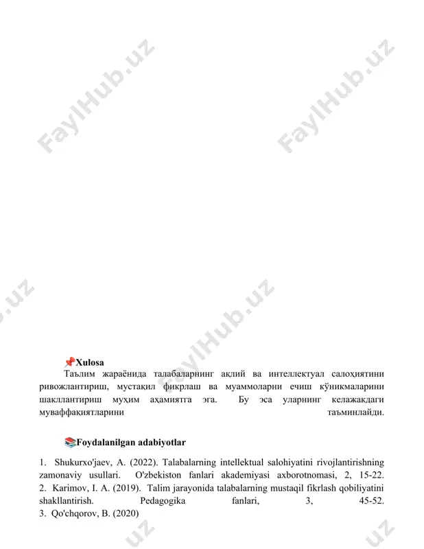 oʻquvchilarning aqliy tarbiyasi - Page 5