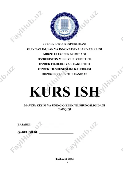 kesim va uning oʻzbek tilshunosligidagi tadqiqi — DOCX
