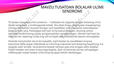 tusatdan bolalar ulimi sendromi — PPTX