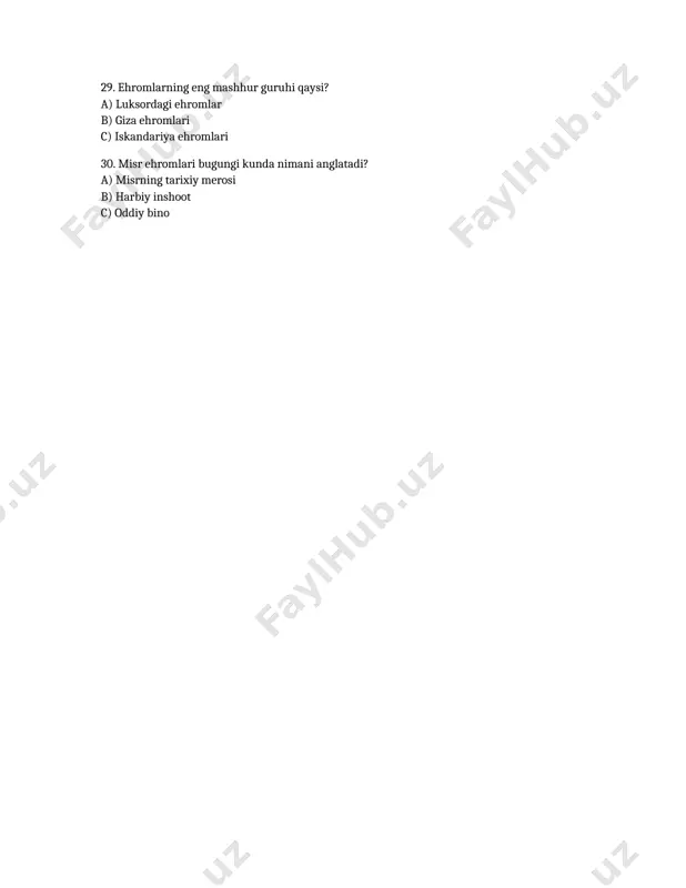 misr ehromlari mavzusida test savollari - Page 4