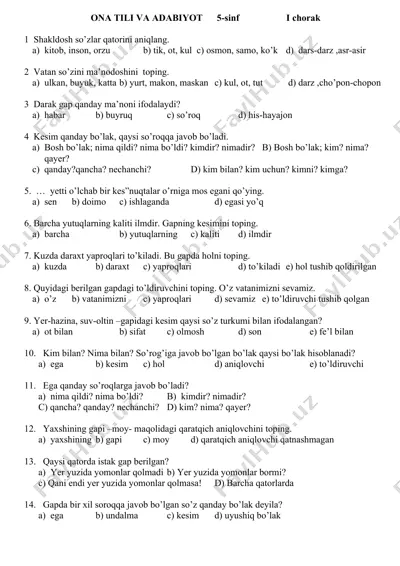 shakldosh so'zlar qatorlari — DOC