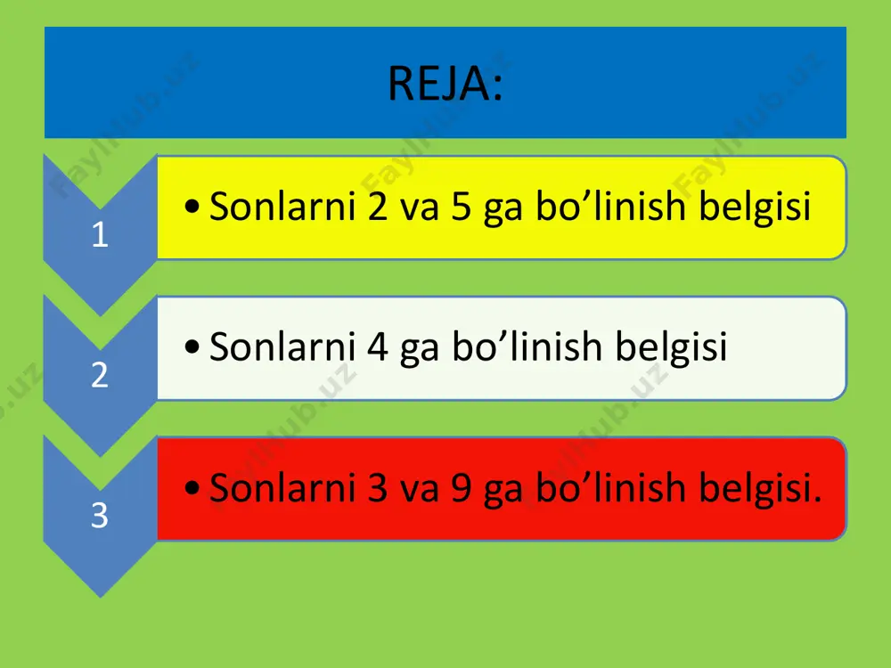sоnlarni 2,3,4,5, va 9 ga bo‘linish belgilari - Page 2