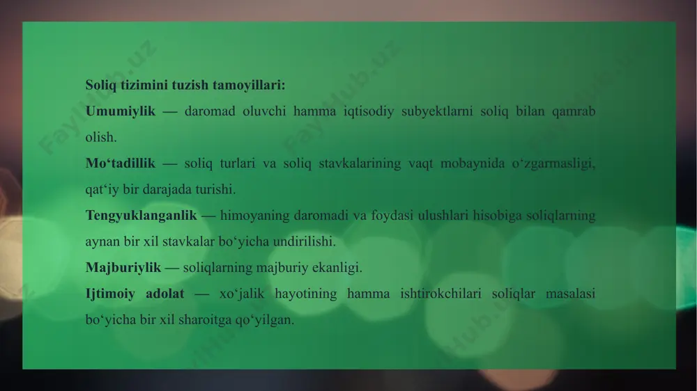 tarkibidagi suv qo‘shilmagan etil spirtining 1 litri uchun 34 500 so‘m miqdorida belgilanmoqda. masalan, aroq tarkibidagi etil spirti ulushi 40 foizni tashkil etadi, 1 litr uchun aksiz solig‘i summasi 13 800 so‘mni (34 500 so‘m x 40 foiz), 2023-yilning 1-fevralidan boshlab esa indeksatsiyani hisobga olgan holda — 15 200 so‘mni (38 000 so‘m x 40 foiz) tashkil etadi. 2023-yilning 1-yanvaridan boshlab oziq-ovqat xomashyosidan rektifikatsiyalangan etil spirti, efiraldegidli fraksiyadan texnik rektifikatsiyalangan etil spirti va asosiy fraksiyadan etil spirtiga aksiz solig‘i stavkasi 5 baravarga oshiriladi va 1 litr uchun 7 450 so‘mni tashkil etadi. 2023-yilning 1-yanvaridan boshlab alkogol va tamaki mahsulotlarini import qilishda aksiz solig‘i stavkalari 5 foizga pasaytirilmoqda. фискал сиёсатнинг икки тури фарқланади: рағбатлантувчи фискал сиёсат (фискал экспансия) - иқтисодий турғунлик ёки пасайиш даврида қўлланилади; чекловчи фискал сиёсат (фискал рестрикция) - иқтисодиётда тўлиқ бандлик ва ортиқча талаб натижасида инфляция келиб чиқиши мумкин бўлган вазиятларда қўлланилади рағбатлантувчи фискал сиёсатнинг макроиқтисодиётга таъсири давлат …