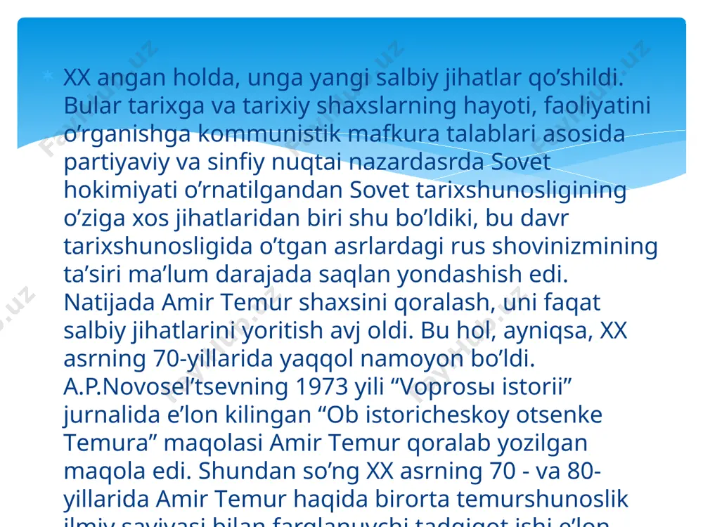 a ega bo’lgan tarixiy manbalardan biri xoja tojuddin as-salmoniyning "tarixnoma" asaridir. ushbu asarda amir temur vafotidan keyin temuriy shahzodalar o’rtasida yuz bergan o’zaro urushlar keng yoritilgan. asar "zayl-i zafarnoma" ("zafarnoma"ga ilova") va "husni dil" nomlari bilan ham ataladi. tojuddin as-salmoniy xattot sifatida muzaffariylar sulolasi devonxonasida (dyevoni insho) xizmat qilgan. sheroz shahri amir temur tomonidan zabt etilgach, tojuddin as-salmoniy bir qator olimlar qatori samarqandga ko’chirilgan. shundan boshlab u temuriylar saroyida xizmat qila boshlagan. 1409-yilda shohrux mirzo tomonidan samarqand zabt etilgach, ko’pchilik olimlar bilan birga hirotga ko’chib o’tgan. aynan shu vaqtda assalmoniy shohruxning topshirig’iga binoan ―tarixnoma‖ asarini yozishga kirishdi. lekin, unga asarni tugatish nasib etmagan. ko’p o’tmay tojuddin as-salmoniy vazir faxruddinga qarshi fitnada qatnashganlikda ayblanadi va zindonga tashlanadi. tojuddin as-salmoniy o’z asarida amir temur hayotining so’nggi yillari va shohrux mirzo davri yoritishni ko’zlagan edi. shundan kelib chiqib aytish mumkinki, ushbu asar nizomiddin shomiyning ―zafarnoma‖sini davom ettirishi lozim edi. lekin unga taqdir faqat …