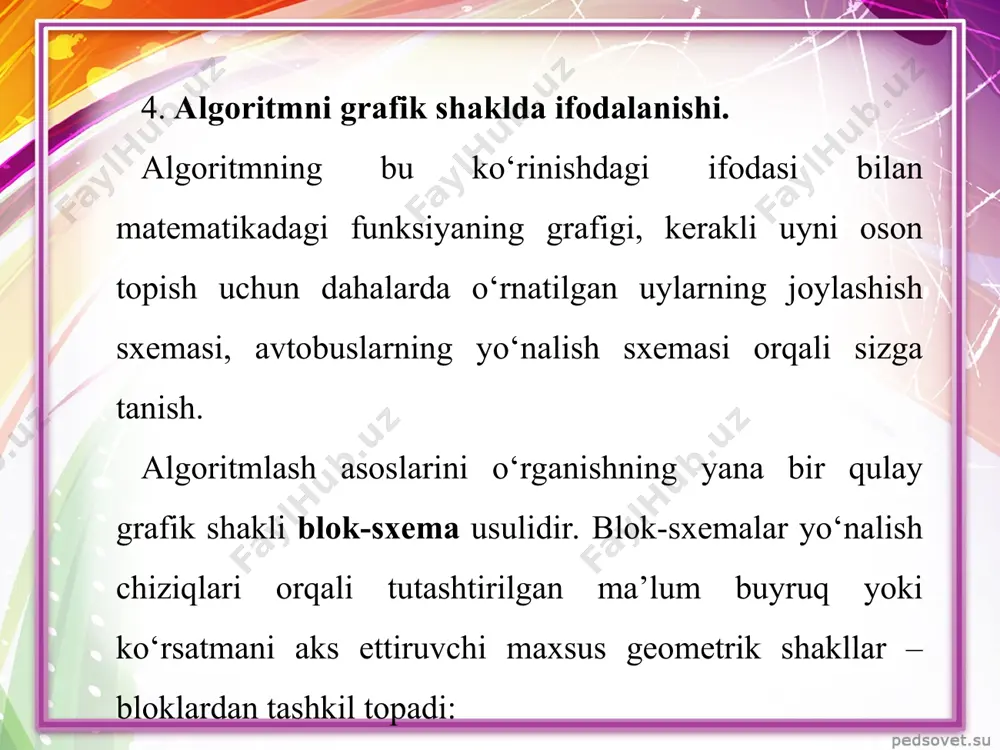 algoritmni tasvirlash usullari - Page 5