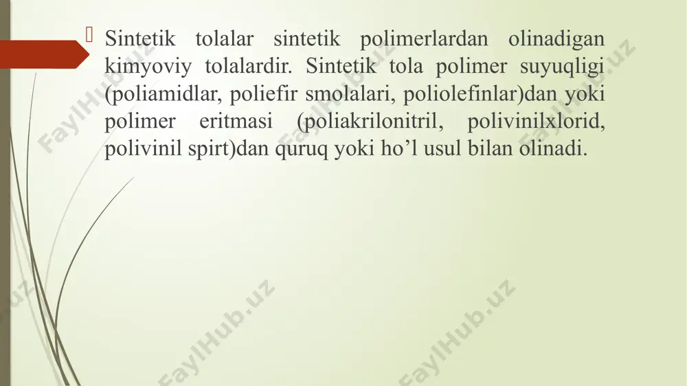 lak-bo'yoqlar: o'simlik yog'lari, tabiiy va sintetik smolalar aralashmasidir. asosan elektr simlarini himovalash qoplamalari hosil qilish uchun ishlatiladi, ammo ularga suv va ishqor birmuncha tasir etadi. efir sellyulozali lak-bo'yoqlar: efir sellyulozasining uchuvchan erituvchilar bilan hosil qilgan eritmasi, tarkibida plastifikatorlar va smolalar ham mavjud bölib, ular odatda purkaladi va tez quriydi. smolali yoki emalli lak-bo’yoqlar: tabiiy va sintetik smolalarning uchuvchan erituvchilardagi eritmasi. ular issiq-sovuq. kimyoviy ta’sirlar va agressiv muhitga chidamli bölgani uchun samolyotlar, kimyo apparatlari, avtomobil, parket, mebel, rezina, teri, plastmassalar, sintetik gazlamalar, mis simlar, metall sirtlar va shisha buyumlarni bo'yash uchun ishlatiladi sönggi yillarda "nurlanuvchi bo’yoqlar olish uchun lyuminofor (sovuq nurlanadigan) moddalar qo’shish orqali olinmoqda. vatanimizda lak-bo'yoq materiallari ishlab chiqarish 1930-yilgacha asosan import xomashyosiga asoslangan edi. 1936-yillardan boshlab lak-bo’yoqlar uchun gliftal smolalari ishlab chiqarish texnologiyasi joriy etildi. alkid smolalari, glitserin, kanifol tungo moylari o’zaro aralashtirilib olinadigan bo’ldi. kompozit materiallar olish va amaliy qo’llash insoniyat kompozitsion materiallar (km)dan qadimdan foydalanib kelmoqda. masalan, …