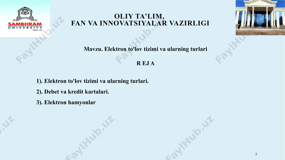. ammo nafaqat ushbu kompaniya pul aylanmasining ushbu turini qabul qildi. 5 oliy ta’lim, fan va innovatsiyalar vazirligi 1980 yilda gollandiya kompaniyasi modernizatsiya qilingan tizimdan foydalandi, uning maqsadi ishonchli va tezkor to'lov tizimini yaratish edi. bunday ishonchlilikka qarz majburiyatlarini bajaruvchi kompaniya erishdi. ushbu kompaniya ecash deb nomlangan, uning asoschisi western union tizimini modernizatsiya qilgan gollandiyalik tahlilchi devid chaum edi. elektron to'lov tizimlarida birinchi va eng qadimgi hisoblangan ushbu kompaniyalardan biri e-gold. elektron pul ishlarida yurishni boshlaganida, u baland ovoz bilan va muvaffaqiyatli ravishda bankrotlikka uchradi va uning rahbariyati firibgarlikda ayblandi. 1998 yilda elektron to'lov tizimlari rossiyada birinchi marta paydo bo'ldi. rossiyada ept ni naqd pul bilan taqdim etadi. ushbu elektron tizim rossiyaning uchta kompaniyasi: tavrichesky bank, alkor kompaniyasi va aerokosmik jihozlar korporatsiyasining qo'shma loyihasi sifatida boshlandi. 6 oliy ta’lim, fan va innovatsiyalar vazirligi 1999 yilda, allaqachon elektron to'lov tizimlari bozorida ustun bo'lgan mashhur webmoney paydo bo'ldi. 2002 yil eptning rivojlanishi …