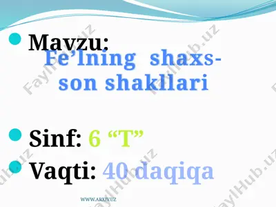 fe’lning shaxs-son shakllari — PPTX