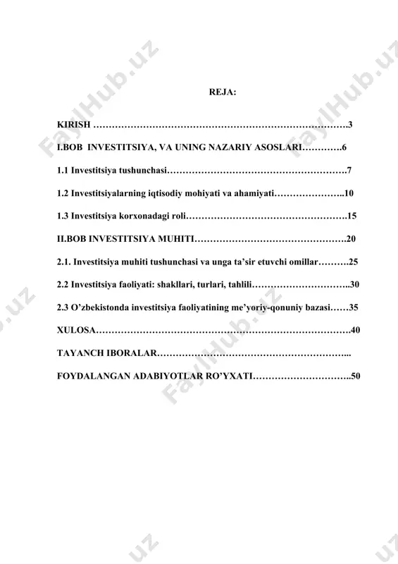 htirilmoqda. iqtisodiyotda tarkibiy o'zgarishlar investitsiya faoliyatiga yangicha yondashishni taqozo etmoqda. bunday yondashuv quyidagi qoidalardan kelib chiqadi: investitsiya jarayonini faollashtirish, investitsiya resurslarini iqtisodiyotning ustivor sohalariga yo'naltirish; investitsiya jarayoniga korxonalar, tashkilotlar, aholi jamg'ar- malarini to'laroq jalb etish va undan respublikaning iqtisodiy- ijtimoiy muammolarini hal qilishda foydalanish; chet el kapitalining kirib kelishi uchun qulay investitsiya muhitini yaratish. investitsiya dasturlarining moliyalashtirish imkoniyatlari markaz- lashgan manbalarning chegaralanganligi uchun kapital mablag'lardan foydalanish yo'nalishiga jiddiy ta'sir ko'rsatmoqda. budjet hisobidan birinchi navbatda ijtimoiy sohani moliyalashtirish uchun foydalanil- moqda. ishlab chiqarishni rivojlantirish avvalo korxona va tashkilot- larning o'z mablag'larini safarbar qilish bank krediti hisobiga amalga oshirilmoqda.investitsiyani moliyalashtirish asosan mamlakatdagi iqtisodiy siyosat, qonunchilik, investitsiyani jalb qilish infratuzilmasining rivoji, darajasi va mamlakatning iqtisodiy ahvoliga bog'liq bo'ladi. investitsiya faoliyatini rivoji uchun mazkur omillarni ilmiy tahlil qilish lozim. bu tahlil mablag'lar yo'nalishining eng maqbul usulini tanlash va kelajakda har bir hududga mos keladigan investitsiya siyosatini belgilash imkoniyatini beradi. iqtisodiy o'sishga erishishda nafaqat investitsiya …