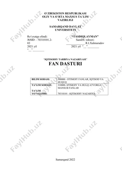 iqtisodiy tarbiya nazariyasi — DOCX