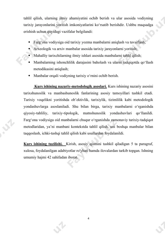 izmat qilgan. ayniqsa, temuriylar davrida vodiyning shaharsozligi, hunarmandchiligi va madaniy hayoti jadal rivojlangan. xix asrning ikkinchi yarmida farg‘ona vodiysi qo‘qon xonligi tarkibida bo‘lib, bu davrda mintaqa mustaqil siyosiy markaz sifatida faoliyat yuritdi. qo‘qon xonligining siyosiy, madaniy va dini hayotidagi roli o‘zbekiston tarixida muhim o‘rin tutadi. 1876-yilda bu hudud rossiya imperiyasi tomonidan bosib olingach, farg‘ona viloyati tashkil etilib, rus mustamlakachilik siyosatining ta’siriga tushdi. sovet davrida farg‘ona vodiysi iqtisodiy modernizatsiya markazlaridan biriga aylandi. bu yerda sanoat korxonalari, yirik irrigatsiya tizimlari, madaniy-ma’rifiy muassasalar vujudga keldi. ammo sovet siyosati mintaqaning tarixiy va madaniy o‘zligini yo‘qotishga, mahalliy an’analarni bostirishga ham sabab bo‘ldi. mustaqillik yillarida farg‘ona vodiysi o‘zbekistonning ijtimoiy-iqtisodiy taraqqiyotida muhim rol o‘ynashda davom etmoqda. bu yerda yirik sanoat va qishloq xo‘jaligi markazlari mavjud bo‘lib, ko‘plab ilmiy, madaniy va dini meros obidalari qayta tiklanmoqda. mintaqaning boy tarixiy o‘tmishini o‘rganish o‘zbekistonning umumiy tarixini to‘liq va haqqoniy yoritishda alohida ahamiyat kasb etadi. farg‘ona vodiysi o‘zbekiston tarixida o‘ziga xos …
