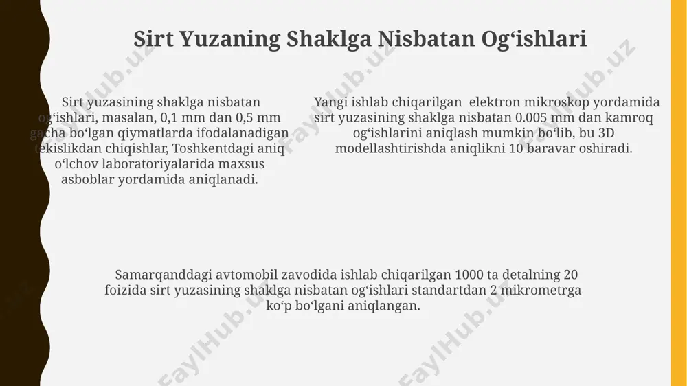 detallar yuzalarini shakldan, joylashishdan og'ishlari - Page 5