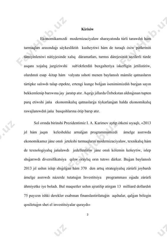 nǵan dáramatlar» sshotida, unamsız bolsa - 9620 «kurs ayırmashılıqlarınan záleller» sshotida esapqa alınadı. o'zr finans ministrligi, mámleket salıq komiteti, makroekonomika hám statistika ministrligi hám oraylıq banktiń 119, 2001-11, 34 hám 205-8 sanlı sheshimi menen tastıyıqlanǵan «buxgalteriya esabı, statistika hám basqa esabatda shet el valyuta daǵı operatsiyalardı sáwlelendiriw tártibi tuwrısında»gi qaǵıydası. 2001 jıl 7 noyabr. shet el valyutanıń satılıwı buxgalteriya esabında tómendegi tártipte sáwlelendiriledi: a) valyuta sshotinan shet el valyutanı oraylıq bank stul boyınsha ótkeriliwi: dt 5530 «basqa arnawlı sshotlar» sshotiniń «tranzit» sshoti, kt -5020 «valyuta sshoti». oraylıq bank stul boyınsha shet el valyutanı «blokschyot» den shıǵarılıwı : dt 9220 «basqa aktivlerdiń satılıwı hám basqasha shıǵıp ketiwi», kt 5530 «basqa arnawlı sshotlar» sshotiniń «tranzit» sshoti. valyuta bazarında kelisim kurs boyınsha satılǵan shet ellik valyuta dıń swm ekvivalentin esap -kitap sshotina ótkeriliwi: d-t 5110 «esap -kitap sshyoti», k-t 9220 «basqa aktivlerdiń satılıwı hám basqasha shıǵıp ketiwi» sshoti. shet el valyutanı satıwda payda …