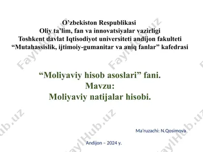 moliyaviy natijalar hisobi — PPTX