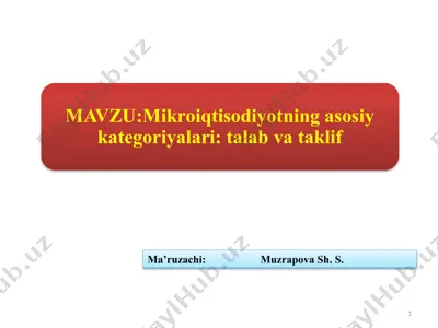 yakka talab va bozor talabi — PPTX