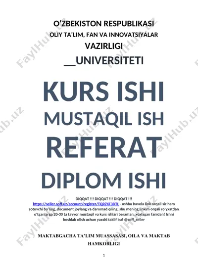 maktabgacha ta'lim muassasasi, oila va maktab hamkorligi — DOC