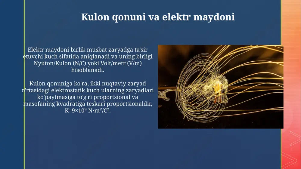 . elektr sigʻimi va kondensatorlar kondensatorlarning parallel ulanishi umumiy sigʻimni oshiradi, ketma-ket ulanishi esa umumiy sigʻimni kamaytiradi, bu formula bilan aniqlanadi. elektr sigʻimi o'tkazuvchanlikka va kondensatorning geometrik o'lchamlariga bog'liq bo'lib, farad (f) da o'lchanadi, 1 f = 1 c/v. e'tiboringiz uchun rahmat @taqdimot_robot image4.jpg image5.jpg image6.jpg image7.jpg image8.jpg image9.jpg image10.jpg image11.jpg image12.jpg image13.jpg image2.png image3.png
