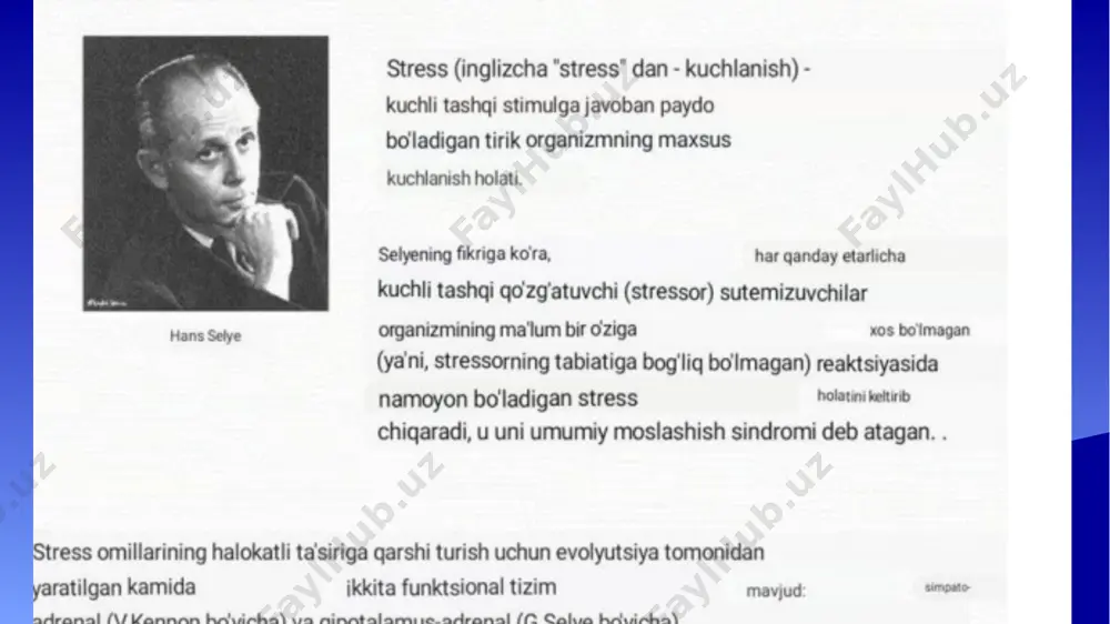 n sharoitlarda tananing resurslarini safarbar etuvchi, moslashuvchan xarakterga ega edi; va sindrom, deb atalishiga sabab "chunki uning individual ko'rinishlarimuvofiqlashtirilgan va qisman o'zaro bog'liq. tizimli jismoniy tarbiya va sport organizmning morfologik va funksional o'zgarishlarga asoslangan jismoniy stressga moslashishiga olib keladi. organizmning ko'pgina adaptiv reaksiyalari ikki bosqichda amalga oshiriladi. dastlabki bosqich -shoshilinch moslashish - tananing imkoniyatlari chegarasida davom etadi va tayyor mahsulotlar asosida amalga oshiriladi, ilgari shakllangan fiziologik mexanizmlar va motor birliklarining qo'shimcha qismini kiritish va ko'p sonli mushak guruhlarining umumlashtirilgan kiritilishiharakatlarning etarli darajada mukammal muvofiqlashtirilmaganligi, laktat darajasining oshishi, oqsil parchalanishining ko'payishi bilan namoyon bo'ladi. skelet mushaklarida, nafas olish va qon aylanish organlarining funksional zahiralarini tejamsiz safarbar qilish (yurak qisqarishi tezligining oshishi, nafas olish tezligining oshishi) ga olib keladi. image1.png image2.png /docprops/thumbnail.jpeg