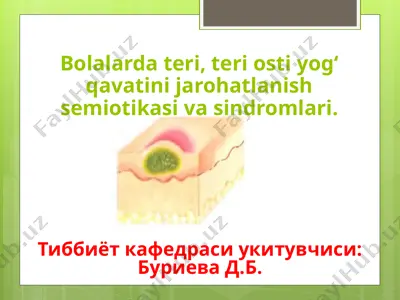 teri osti yog‘ qavatini jarohatlanish semiotikasi va sindromlari — PPTX